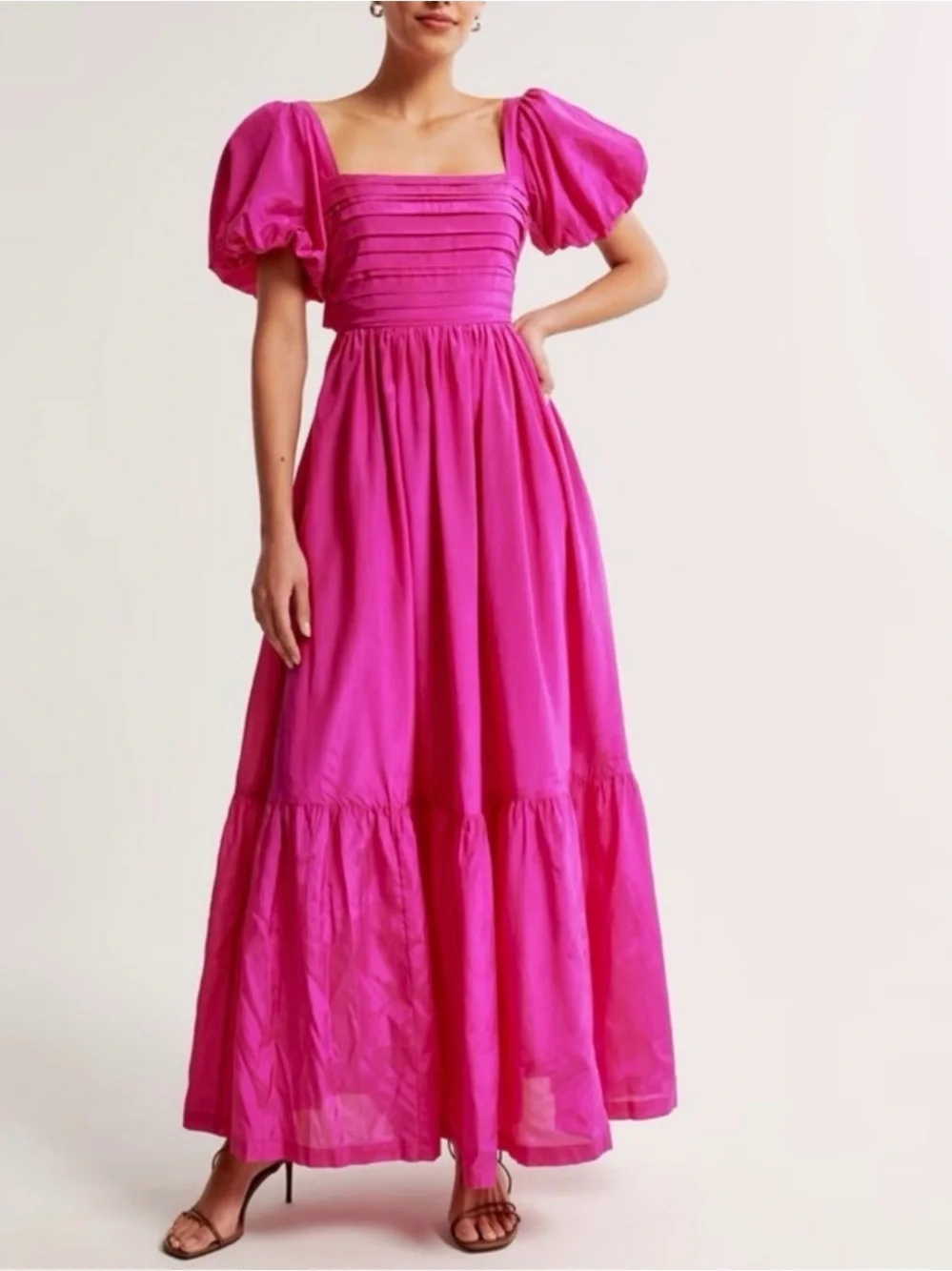 ISO: Abercrombie Fuchsia Puff-Sleeve Square-Neck Maxi Dress in size S or SP